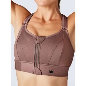Shefit Ultimate Sports Bra High Impact Rose Taupe Front Zip Adjustable Small